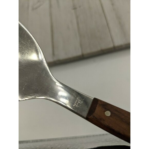 Stainless Steel Salad Server Fork with Wood Handle 13 1/4" - Picture 6 of 7